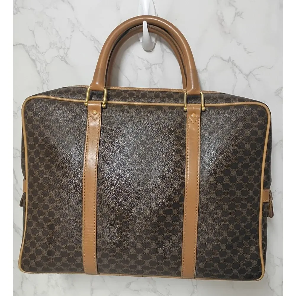 CELINE Vintage Macadam Pattern Triomphe Bag/Briefcase - EUC